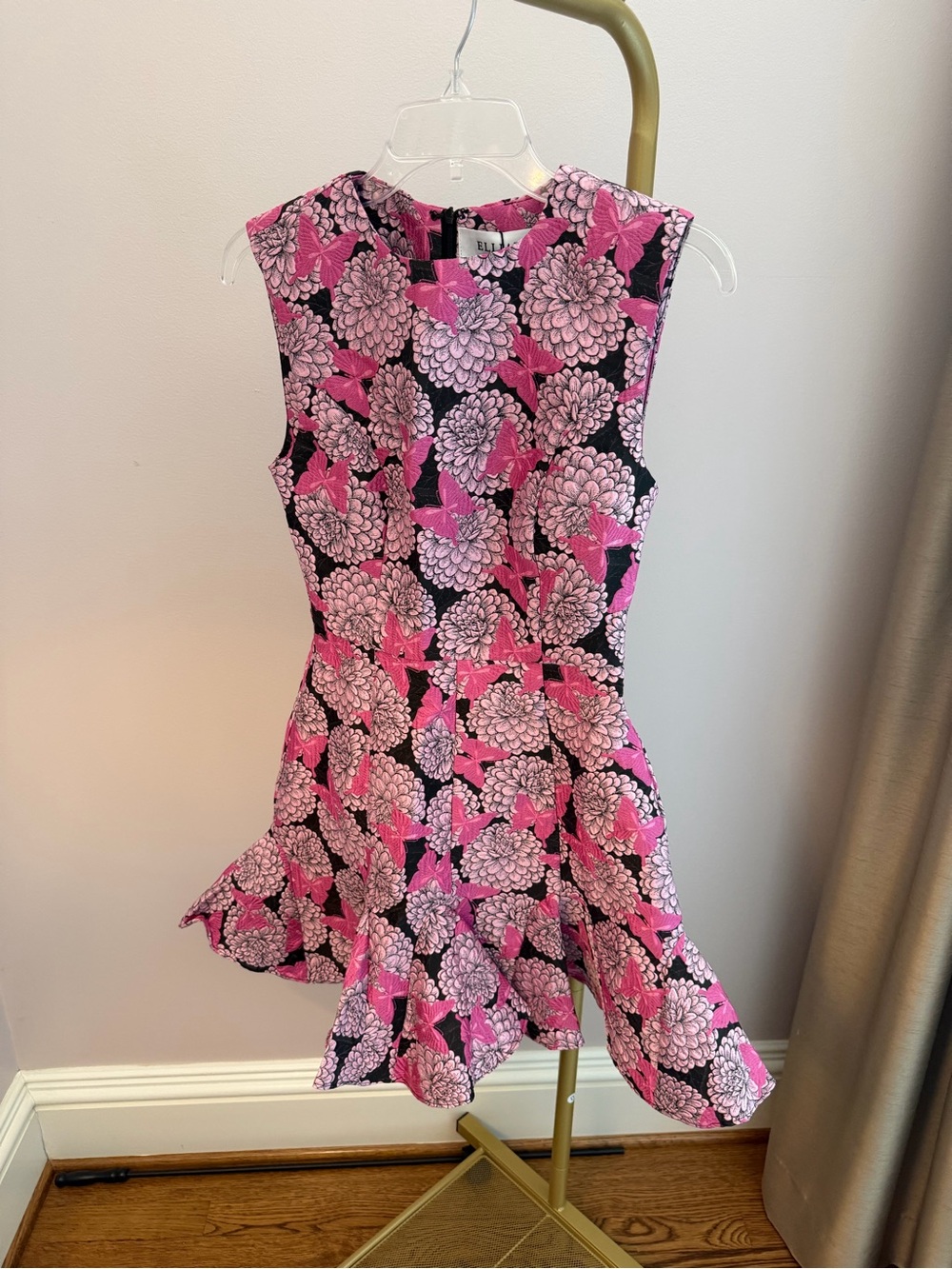 NWT Elliatt Black and Pink Floral Fit & Flare Mini Dress